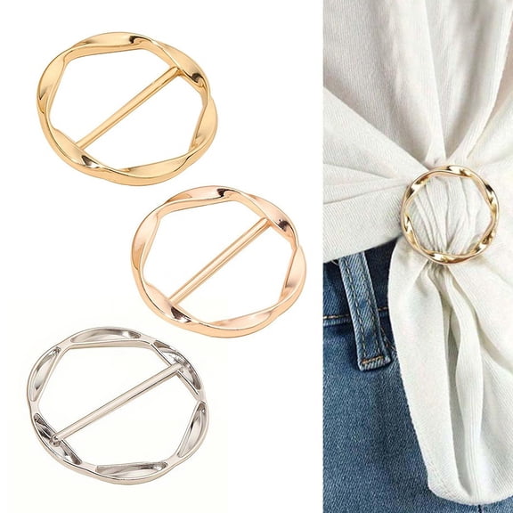 sunsanly 1 Pc/3 Pcs Women Scarf Ring Zinc Alloy Shirt Clips Twist Tee Knot Ring T-Shirt Ties Dress Clips Clothing Tightening Clip for Shirt Scarf Dress