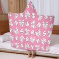 thumbnail image 5 of Pink Bows and Baseballs Pattern Hooded Bath Towel，60"x35" for Ages 3 To 12 Kids, Quick Dry Lightweight Soft Microfiber Hood Beach Towel Cover Up for Kids, 5 of 7
