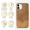 thumbnail image 4 of Case Yard Wooden Case Outside Soft TPU Silicone, Slim Fit Shockproof Wood Protective Phone Cover for Girls Boys Men and Women, Supports Wireless Charging Lara Mandala Design case for iPhone-12-Mini, 4 of 7