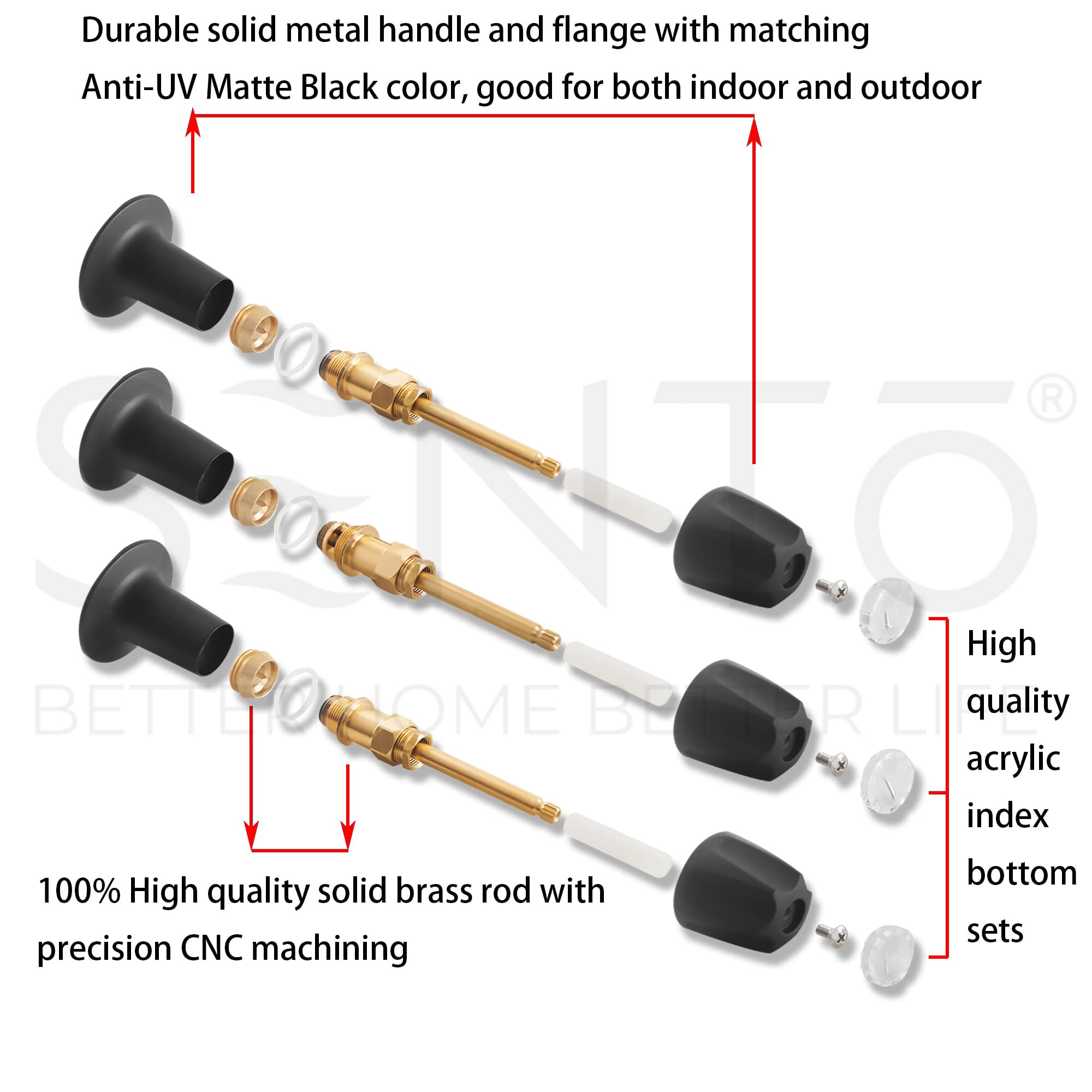 Bathtub and Shower 3 Handle Tub Trim Set for Price Pfister Faucets, Matte Black
