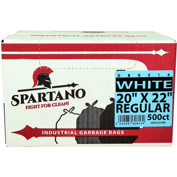 Spartano White Garbage Bags 500 Count, Multipurpose Trash Bags for Home & Office Size (22 x 24 Inch)
