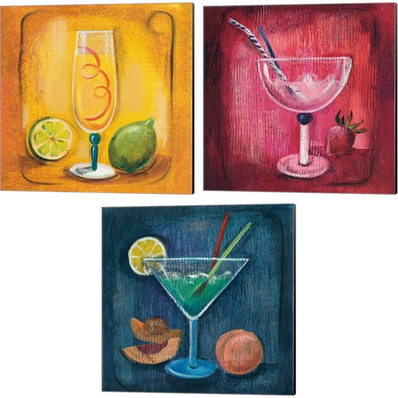Great Art Now Cheers by Silvia Vassileva 3 Piece Canvas Art Set Each 14W x 14H
