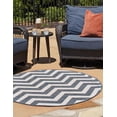 thumbnail image 4 of Unique Loom Outdoor Coastal Collection Area Rug - Dalgalar (4' 1" Round Navy Blue/Ivory), 4 of 9