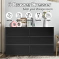 thumbnail image 4 of Ktaxon 6 Drawer Double Dresser Wood Dresser Storage Cabinet Drawer Organizer Chest Of Drawers, Black, 4 of 9