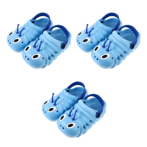 Masteelf 3 Pairs Caterpillar Beach Non-slip Shoes Cartoon Summer Sandals Cool Slipper for Boys Girls (Blue Size 26 Length 15.5cm)