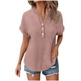 thumbnail image 5 of Ltctricy Summer Tops for Women Fashion V Neck Quarter Button Pleated Short Sleeve T Shirts Soft Casual Tunic Tees, 5 of 7