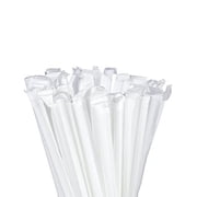 500 Drinking White Straws Paper Wrapped Slim Plastic 7-3/4 Stirrer