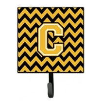 Letter C Chevron Black and Gold Leash or Key Holder