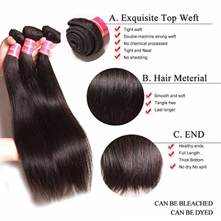 Nadula 8a Brazilian Straight Hair Weaves 3pcs Lot Virgin Remy