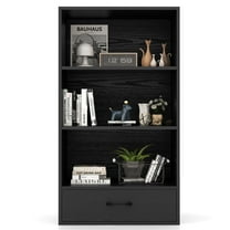 PetFurnishn 48" Tall 4-tier Storage Shelf Wood Bookcase w/Drawer Home Organizer Display Rack