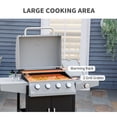 thumbnail image 3 of Outsunny 4 Burner Propane Gas Grill with Side Burner, 48,000 BTU Steel Outdoor Barbecue, Wheels, Warming Rack, Shelf, Cabinet, Thermometer, Silver, 3 of 9