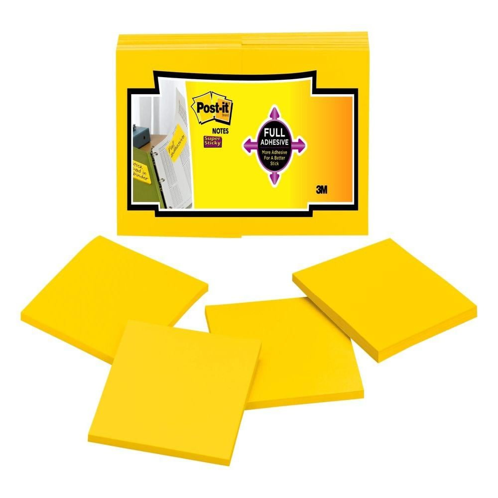 Postit Super Sticky Full Adhesive Notes, 2x Sticking Power, 3 x 3