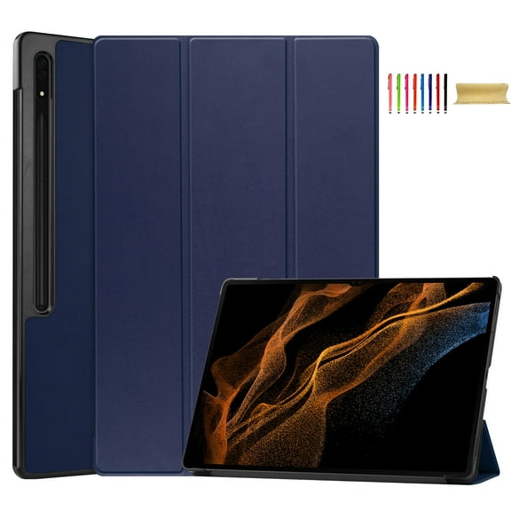 Allytech Galaxy Tab S9 Ultra Case SM-X910, Ultra Slim Fit Shell Kickstand Auto Sleep Wake Shockproof Protective Back Cover Case for Samsung Galaxy Tab S9 Ultra 14.6" - Darkblue
