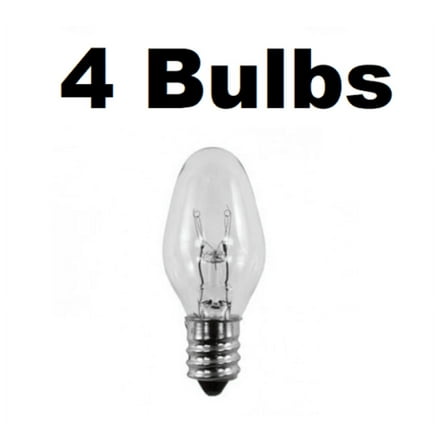 7 Watt, C7 Night Light, 120 / 130 Volt, Clear, E12 Candelabra Base 4 Bulbs