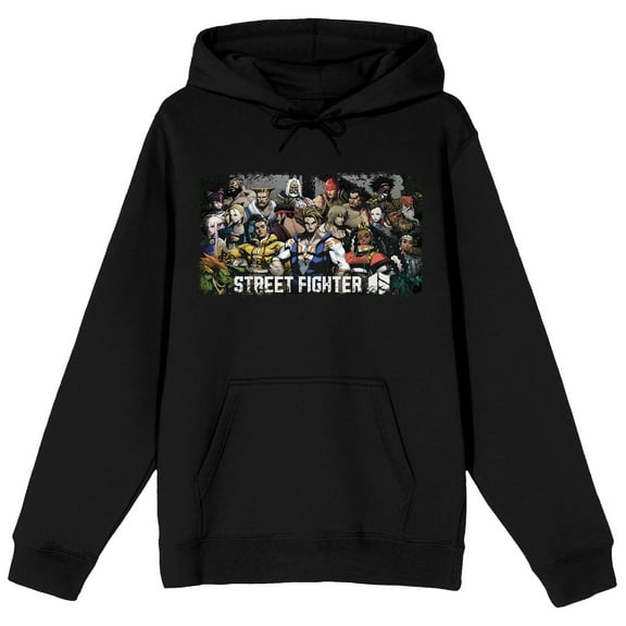 Street Fighter VI Group Poster Long Sleeve Black Adult Hooded Sweatshirt-Medium