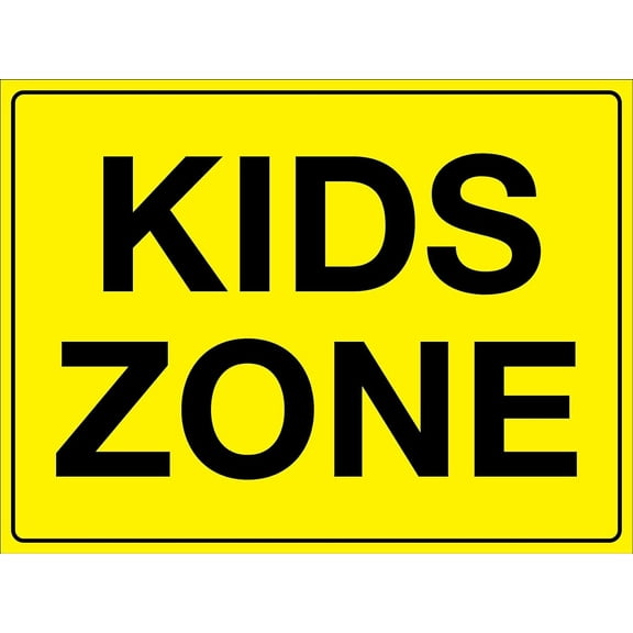 Kids Zone Sign - School and Playground Sign, 12 X 16 Inch Metal Tin Sign