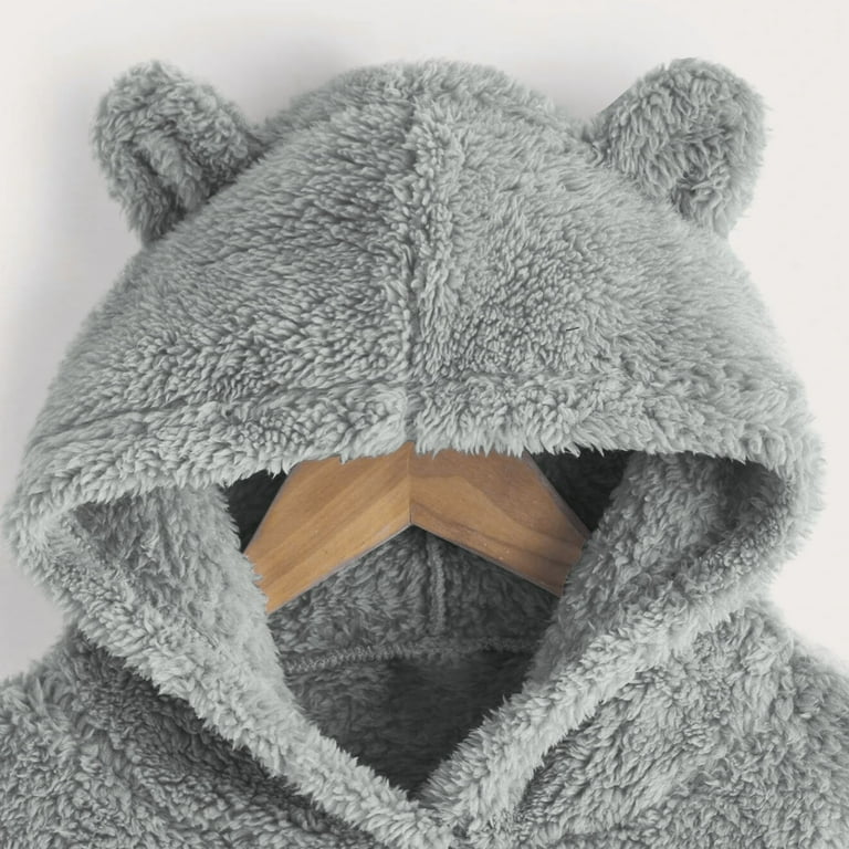 bbymog Girls' Fashion Bear Hoodie Sweatshirt Solid Color Fleece