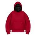 thumbnail image 4 of TTUHYWXI Balaclava Ninja Zipper Hoodie With Built In Balaclava,Double Hooded Jacket Hoodie With Mask,Winter Hoodies (Red, S), 4 of 5