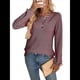 thumbnail image 1 of Camiseta Informal de Punto de Larga con Cuello Redondo y Botones A Rayas para Mujer Vino Tinto L, 1 of 9