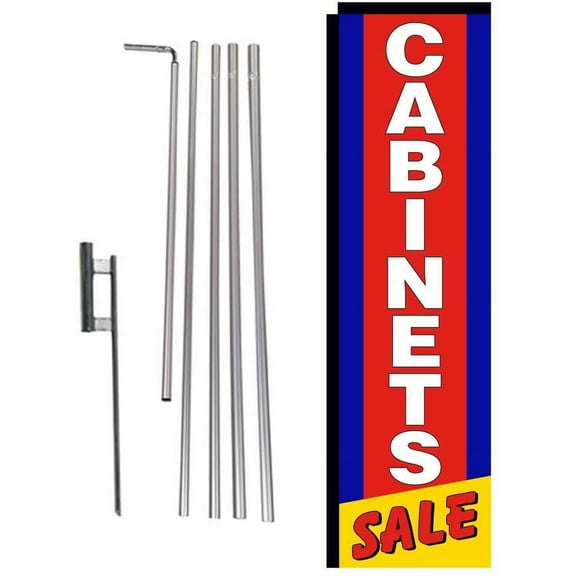 Cabinets Sale Advertising Rectangle Feather Flag Banner w/Pole kit and Ground Spike