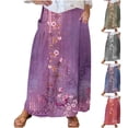 thumbnail image 1 of Sentmoon Ruffle Skirt Plus Size High Waist Boho Long Skirt with Pockets Pleated Beach Floral Print Loose Breathable Flowy Skirt Comfy Winter for Christmas Dinner M, 1 of 6