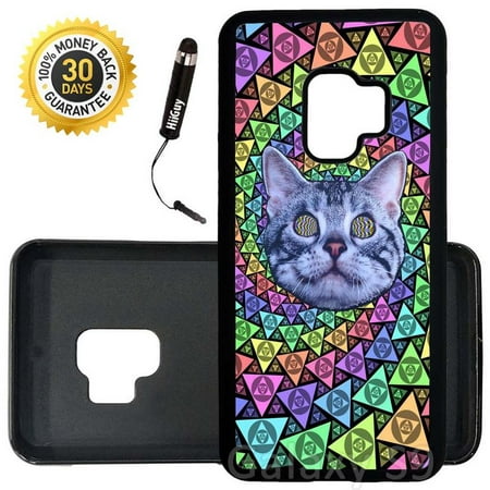 Custom Galaxy S9 Case (Psychedelic Cat Trip LSD College Frat Life) Edge-to-Edge Rubber Black Cover Ultra Slim | Lightweight | Includes Stylus Pen by