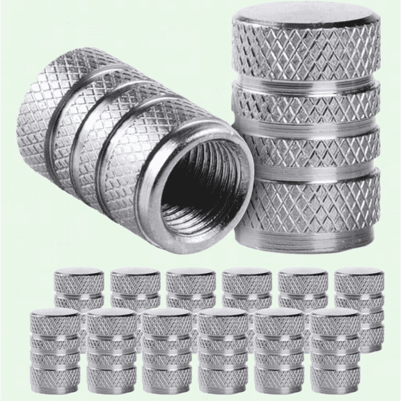 Aluminum Alloy Tire Valve Stem Caps 12 Pack - Universal Car Tire Air Caps - Silver