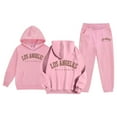 thumbnail image 2 of Bysome Toddler Girls Outfit Set Child Boys Long Sleeve Solid Warm Hoodie Pullover Tops Pants Kids Outfits Sweat Suit Long Sleeve Crew Neck Cute Print Girl 2 Pieces Clothes Set Pink Size 8-9 Years, 2 of 7