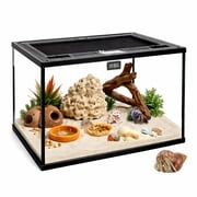 Reptile Glass Tank 16"x11"x11" Terrarium with Top Opening and Screen Ventilation for Leopard Gecko,Lizard,Hermit Crab,Snake,Spider,Frog,Bearded Dragon,Turtle
