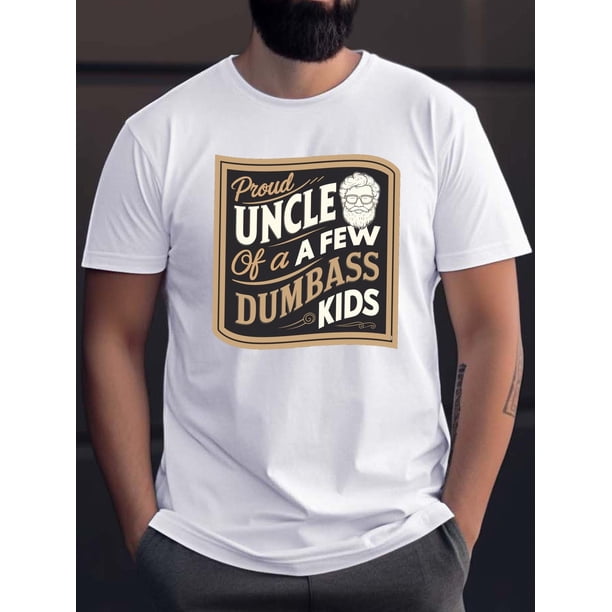 Camiseta estampada azul rey para hombre "Tío orgulloso de unos cuantos jóvenes idiotas" - Cuello redondo, manga corta, informal