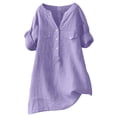 thumbnail image 2 of WCJM Women's Summer Short Sleeve Loose T Shirt High Low Hem Babydoll Peplum Women's Short Sleeve T-Shirt Loose Shirt Top Stand Solid Color Medium Sleeve Collar Casual Women's Shirt Women's Shirt, 2 of 6