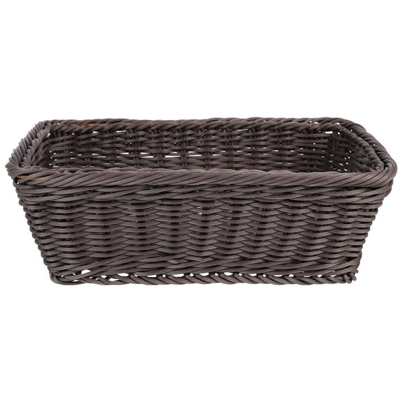 AURARMLET Creative Plastic Woven Basket for Storage Use Coffee Color and Delicate 10 x 6 x 8 inches