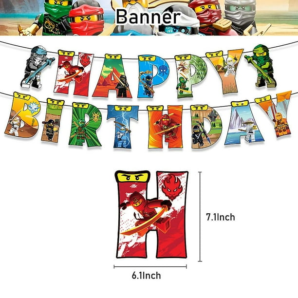 Ninjago Theme Birthday Party Decorations Kit Ninja Party Supplies Includes Banner Ballons Cake Topper Ninja Party Favor