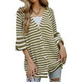 thumbnail image 1 of Liacowi Women Juniors Knit Cardigan Long Sleeve Sweater Striped Knitwear Coat Fall Casual Tops Loose Outwear for Teen, 1 of 9