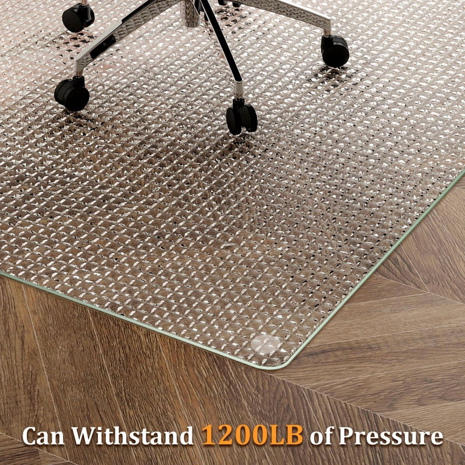 Mirrasia 46"x 55" Tempered Glass Floor Mat Textured Heavy Duty Hard Office Chair Mat,Clear