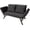 Black Lounger & Black Pillowcase, variant on Outdoor Sofa, Woven Rattan Patio Furniture, Convertible Daybed or Double Chair with Adjustable Armrests, Cushions and Pillows for Yard, Porch, Pool