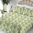 thumbnail image 3 of Springtime Sheet Set, Vintage Color Palette Floral Design with Yucca Exotics Print Boho, Fitted & Flat Sheet with Pillowcase Bedding Accent 4 Pcs Set, Calking, Fern Green Mustard White, by Ambesonne, 3 of 5