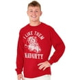 thumbnail image 4 of Funny Xmas Santa I Like Them Naughty Men's Long Sleeve Tee T Shirt Brisco Brands M, 4 of 5