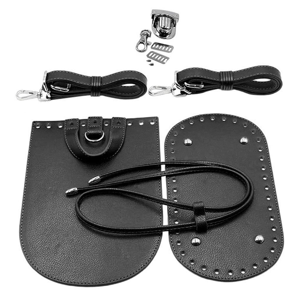 7x Leather Bag Bottom Mat Cushion Pad Flap Cover Drawstring Handbag Bag Making Black