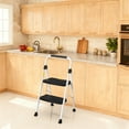 thumbnail image 3 of HBTower 2 Step Ladder, Folding Step Stool with Wide Anti-Slip Pedal, Sturdy Steel Ladder, Convenient Handgrip, Lightweight 500lbs Portable Steel Step Stool, White, 3 of 10