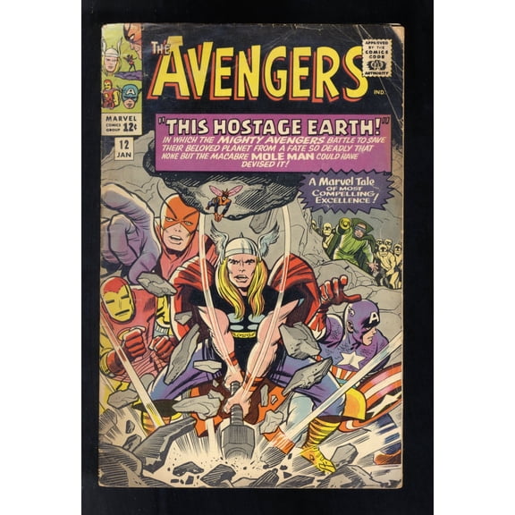 Avengers #12 GD+ 2.5 Thor Iron Man Captain America! Stan Lee Script! Comic Book