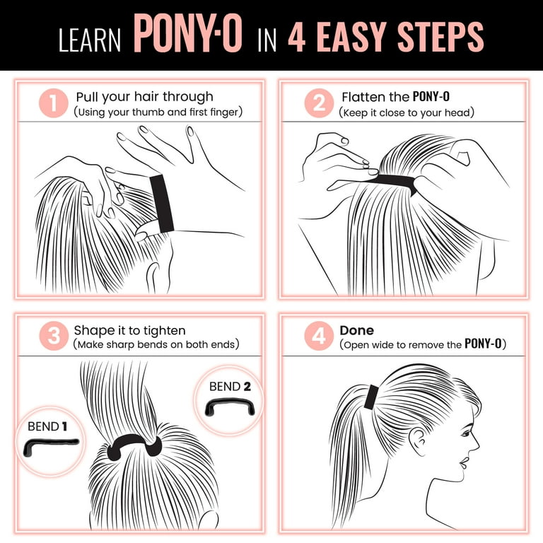 PONY-O 4 Pack Original Hair Tie Alternative - Revolutionary Ponytail Holder  Hair Accessories for Women - Medium Size PONY-O for Normal Hair - Brown