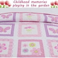 thumbnail image 4 of Floral Butterfly Garden Blooms Tulip Daisy Pink Purple 2-Piece Cotton Twin Quilt Bedding Set, 4 of 4