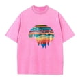 thumbnail image 4 of Mens Tshirts Distressed Graphic Print Tee Casual Plus Size Loose Fit Summer Top Pink XL, 4 of 4