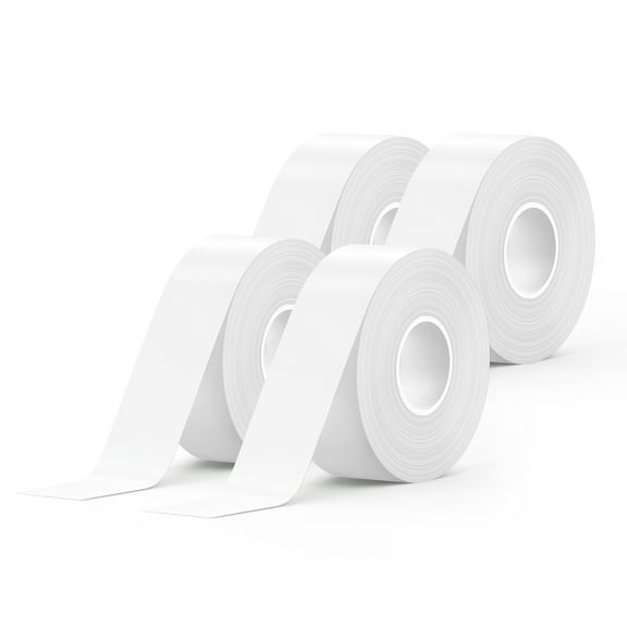 Label Maker Tape SUPVAN E10 Adapted Label Print Paper Refill Size 4 Packs Continous 0.59inx19.68ft Thermal Laminated Waterproof Self-Adhesive Multipurpose Labeling Tape Replacement