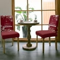 thumbnail image 5 of Chair Covers for Dining Room Set of 8,Merry Christmas Happy New Year Stretch Seat Protector Removable Washable Chairs Slipcovers for Kitchen Banquet Wedding Hotel,Snowflakes on Red, 5 of 6