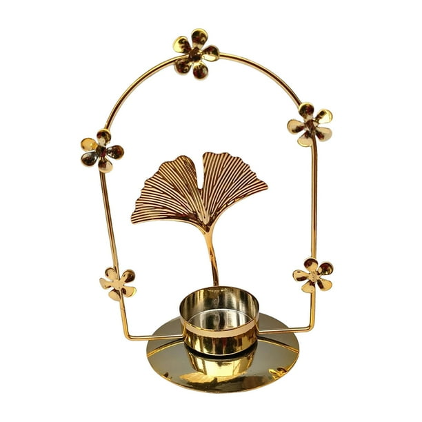 Candelabro de Metal, candelabro de una sola cabeza, regalo elegante, candelabro de boda, adorno para fiesta en casa, cumpleaños, cena de Navidad Forma de arco de ginkgo
