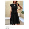thumbnail image 5 of EASYBRA Pleated Midi Dress Solid Color Short Sleeve Casual Summer Dress Slim Fit Round Neck S–XXL, 5 of 6