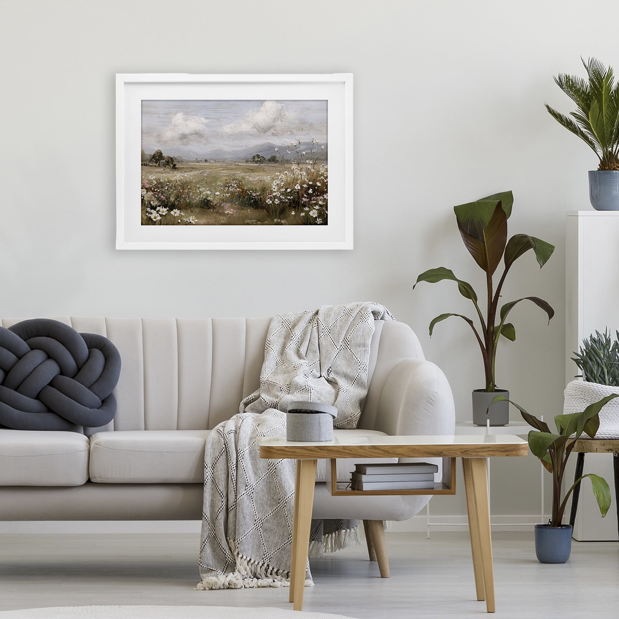 Stupell Industries Daisy Clusters in Field White Framed Print Under Glass, design by Jacky Ngan