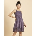 thumbnail image 2 of MoomayaWomens PrintedStrappy Flared Dress, Smocked Frilled Short Dress, 2 of 8